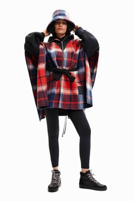 PONCHO RED CHECK MILAN PATCH CUADROS