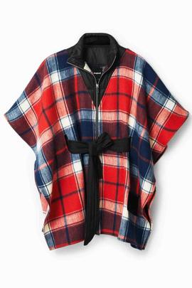 PONCHO RED CHECK MILAN PATCH CUADROS