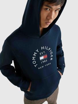 SUDADERA CON CAPUCHA HILFIGER ARCO DE BANDERA AZUL MARINO