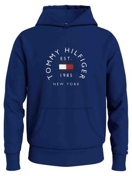 SUDADERA CON CAPUCHA HILFIGER ARCO DE BANDERA AZUL ROYAL