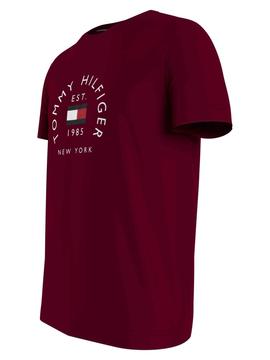 HILFIGER FLAG ARCH TEE DEEP ROUGE