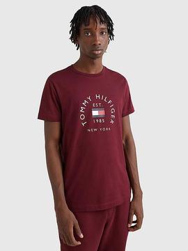 HILFIGER FLAG ARCH TEE DEEP ROUGE