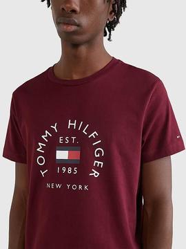 HILFIGER FLAG ARCH TEE DEEP ROUGE