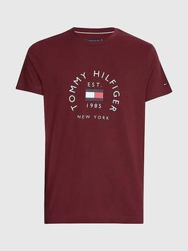 HILFIGER FLAG ARCH TEE DEEP ROUGE