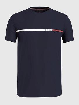 CAMISETA SLIM FIT CON LOGO EN EL PECHO AZUL MARINO