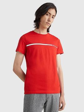 CAMISETA SLIM FIT CON LOGO EN EL PECHO ROJA