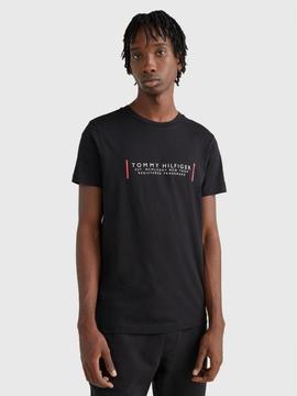 CAMISETA SLIM FIT TEXT BAR CORP NEGRA