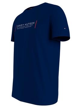 CAMISETA SLIM FIT TEXT BAR CORP AZUL MARINO