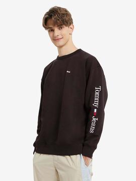 SUDADERA REGULAR FIT LINEAR PLACEMENT NEGRA