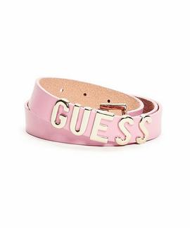 LOGO LEATHER BELT SECRET PINK