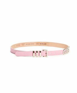 LOGO LEATHER BELT SECRET PINK