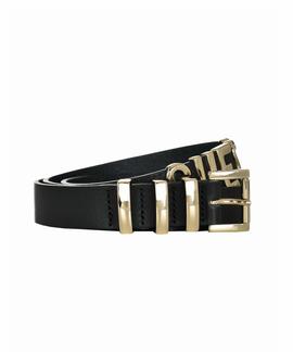 LOGO LEATHER BELT JET BLACK