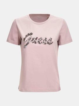 CAMISETA BONITA MALVA CON LOGO DE PEDRERÍA