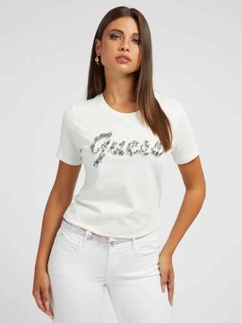 CAMISETA BONITA BLANCA CON LOGO DE PEDRERÍA