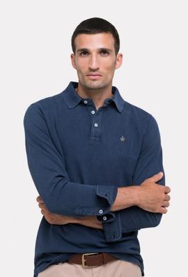 POLO MANGA LARGA VINTAGE AZUL