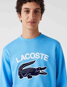 SUDADERA LACOSTE ESTAMPADA AZUL