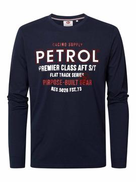 CAMISETA PETROL MANGA LARGA AZUL MARINO ESTAMPADA