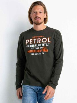 CAMISETA PETROL MANGA LARGA VERDE ESTAMPADA