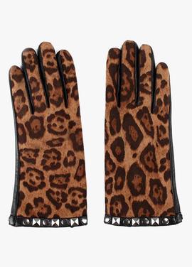 GUANTE DE PIEL NEGRA, ANIMAL PRINT Y TACHAS