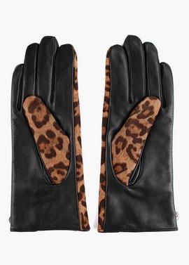 GUANTE DE PIEL NEGRA, ANIMAL PRINT Y TACHAS