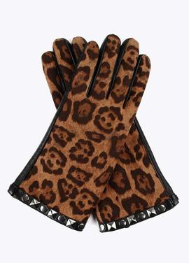 GUANTE DE PIEL NEGRA, ANIMAL PRINT Y TACHAS