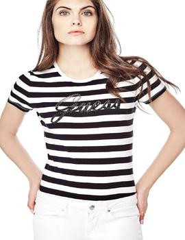 SS RN SHINY LOGO TEE BLACK - WHITE STRIPES