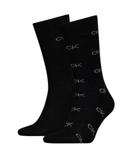 ONE SIZE CK MEN SOCK 2P CK ALL OVER BLACK