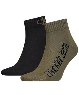 ONE SIZE CK MEN QUARTER 2P LOGO OLIVE COMBO