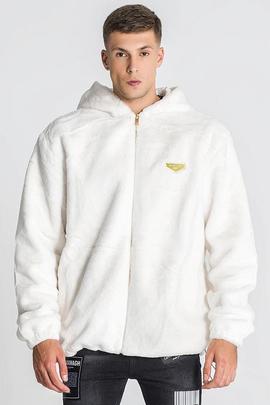 CHAQUETA POLAR CON CAPUCHA SIGNATURE SHERPA BLANCA