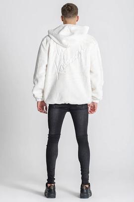 CHAQUETA POLAR CON CAPUCHA SIGNATURE SHERPA BLANCA