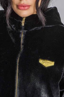 CHAQUETA POLAR CON CAPUCHA QUEENS SHERPA NEGRA