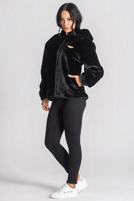 CHAQUETA POLAR CON CAPUCHA QUEENS SHERPA NEGRA