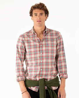 CAMISA FRANELA CUADROS LEÑADOR BEIGE