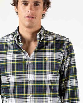 CAMISA CUADROS TARTÁN MARINO PERFIL AMARILLO