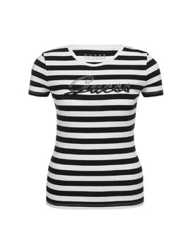 SS RN SHINY LOGO TEE BLACK - WHITE STRIPES