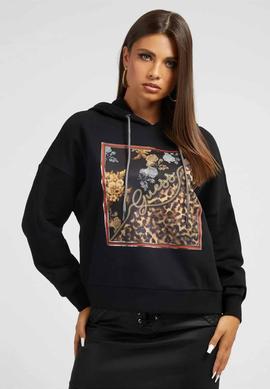 SUDADERA POLAR ZENOVIA CON PATCH EN ANIMAL PRINT NEGRA