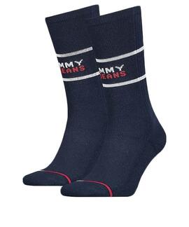 CALCETINES ALTOS UNISEX TOMMY JEANS 2 PACK AZUL MARINO