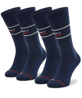 CALCETINES ALTOS UNISEX TOMMY JEANS 2 PACK AZUL MARINO