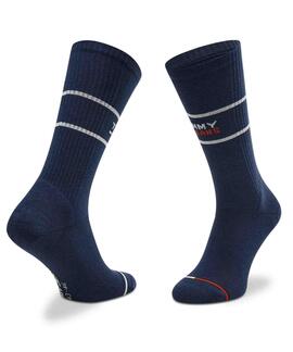 CALCETINES ALTOS UNISEX TOMMY JEANS 2 PACK AZUL MARINO