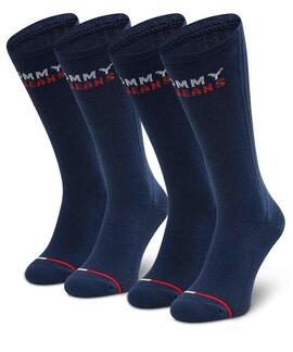 CALCETINES ALTOS UNISEX TOMMY JEANS 2 PACK AZUL MARINO