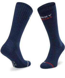 CALCETINES ALTOS UNISEX TOMMY JEANS 2 PACK AZUL MARINO