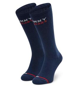 CALCETINES ALTOS UNISEX TOMMY JEANS 2 PACK AZUL MARINO