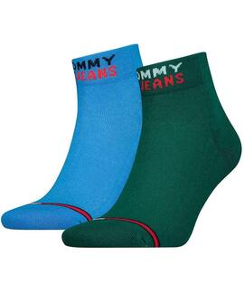 CALCETINES BAJOS UNISEX TOMMY JEANS 2 PACK AZUL Y VERDE