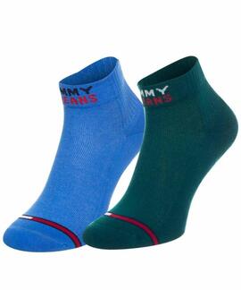 CALCETINES BAJOS UNISEX TOMMY JEANS 2 PACK AZUL Y VERDE