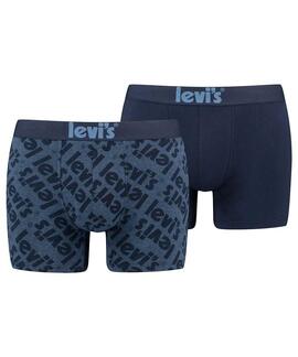 LEVI'S® MEN POSTER LOGO AOP BOXER BRIEF 2 PACK BLUE COMBO