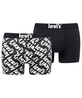 LEVI'S® MEN POSTER LOGO AOP BOXER BRIEF 2 PACK BLACK COMBO