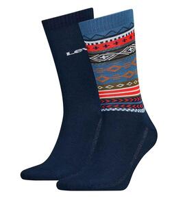 CALCETINES ALTOS LEVI'S® REGULAR CUT FAIR ISLE 2 PACK AZUL