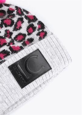 GORRO ANIMAL PRINT CON BORLA ROSA