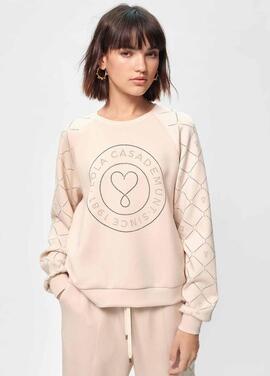 SUDADERA DETALLE LOGO STRASS MARFIL