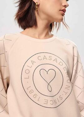 SUDADERA DETALLE LOGO STRASS MARFIL